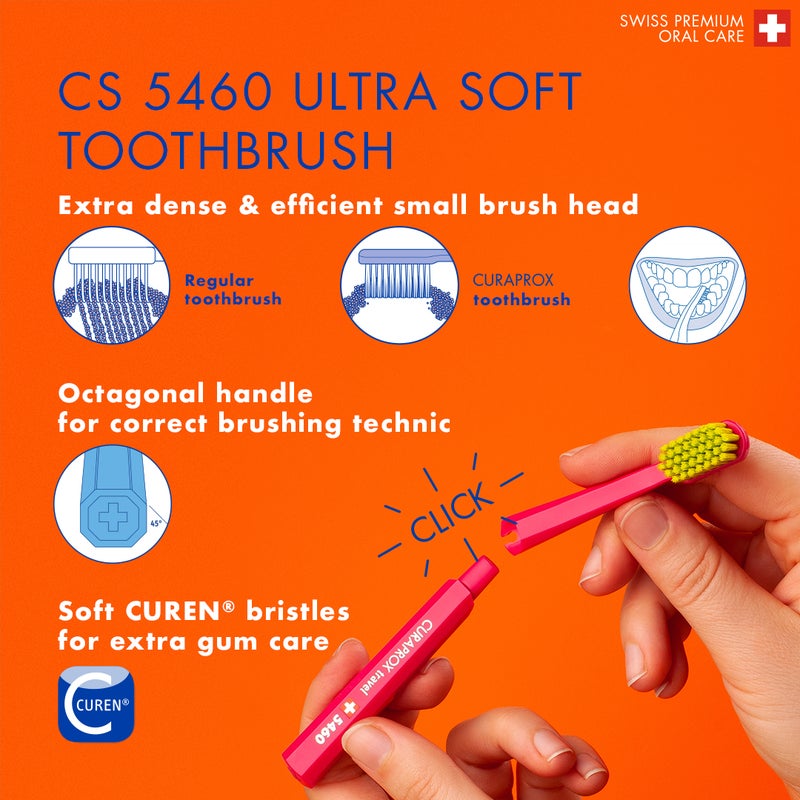 CURAPROX Travel Set Blue I Includes CS 5460 Travel Toothbrush, 10ml Be You Toothpaste, CPS Prime 07 & 09 Interdental Brushes I Compact Oral Care Kit for On-the-Go - Image 4